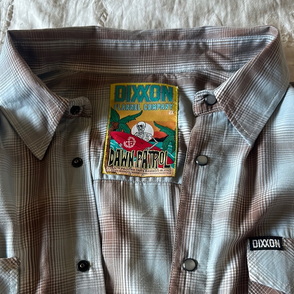 DIXXON Blue and Brown Casual Button Down Shirt